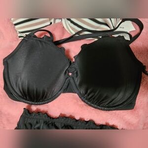NWT- Black Ruffle Swim Suit Top